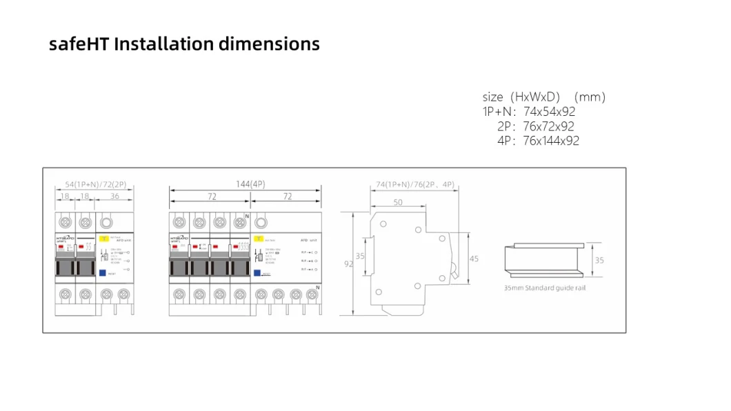 Single Phase 2pole 16A and 3phase 4pole 6ka Breaking Capacity 63A Afdd (afci) Arc Fault Detection Devices (AFDD)