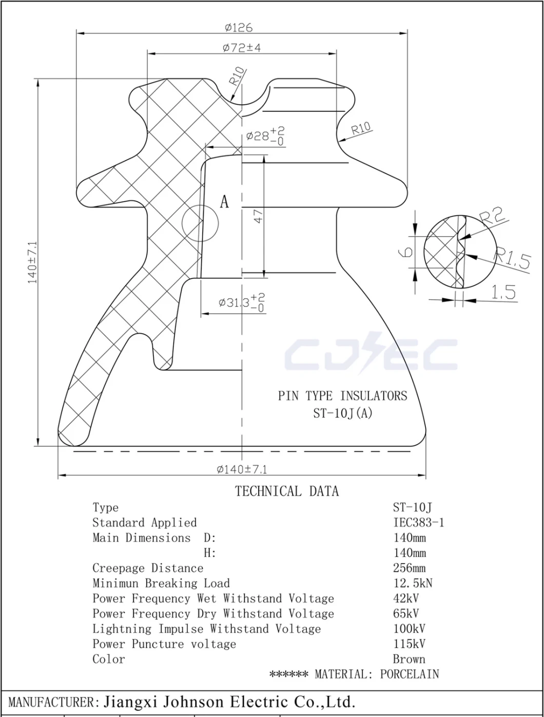 Shf-10g Pin Ceramic Insulator for Russia